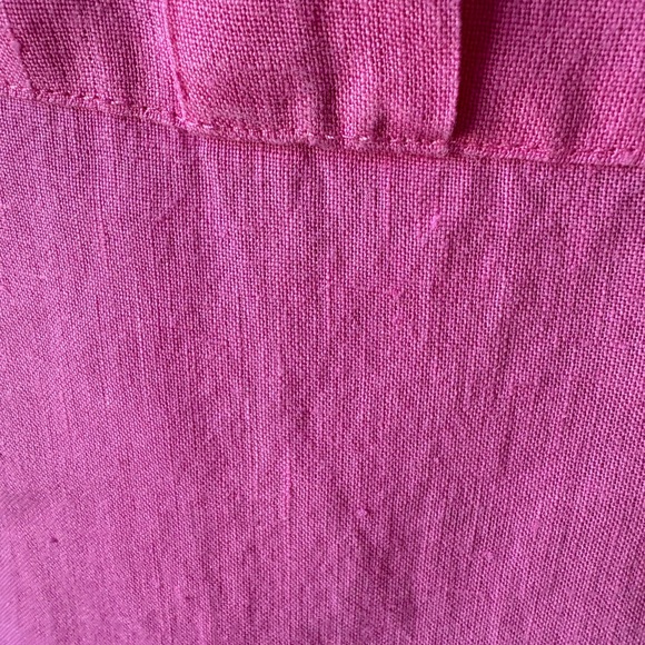 Ralph Lauren Sport Size 14 Pink Linen Button Up Roll Tab Sleeves Pockets Casual - Picture 10 of 13